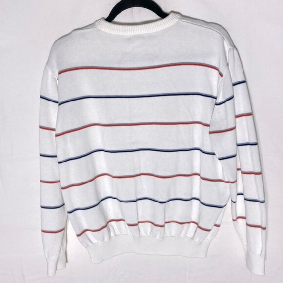 Lacoste White with Red and Blue Stripes Crewneck Sweater M - Picture 2 of 16